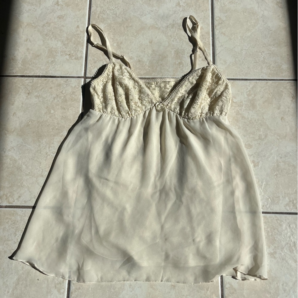 Vintage Cream Satin lace babydoll top